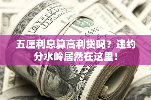 武汉五厘利息算高利贷吗？违约分水岭居然在这里！